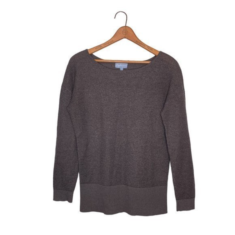 Magnolia Grace M‎ Stitch Fix Gray Silver Shimmer Textured Knit Dillina Sweater